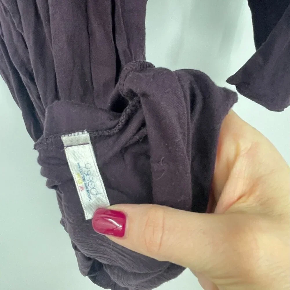 9Seed Womens Dress Small V Neck Purple Stretch Pullover Batwing Kimono Knit USA